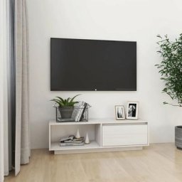 Meuble tv pour Salon - Armoire tv Blanc 110x30x33,5 cm Bois de pin massif BV958304 Bonnevie