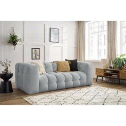 Canapé droit fixe Bobochic Canapé droit fixe 3 places cloud Gris clair - Gris clair