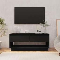 Kalisse - Meuble tv décor - Armoire Télévision Noir 102x41x44cm Aggloméré - Style contemporain