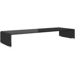 Meuble TV/ Support pour moniteur 90 x 30 x 13 cm Verre Noir vidaXL - Noir