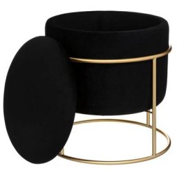 Pouf coffre en velours Eliane - Noir - d 42 x h 44 cm - Collection Générique - Livraison gratuite