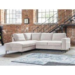 Lilly - canapé d'angle convertible - 5 places - style contemporain - en velours - gauche - beige