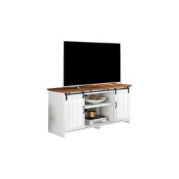 Liberté - Meuble tv, buffet avec 2 portes coulissantes, étagère ouvertes et réglable, c: Blanc et