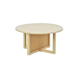 LIBERTÉ Table basse ronde, avec insert en rotin, diamètre 80