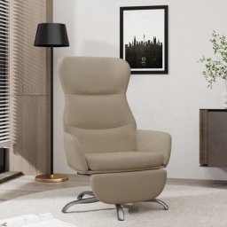 Chaise de relaxation Fauteuil relax - et repose-pied Gris clair Tissu microfibre Bonnevie 16678