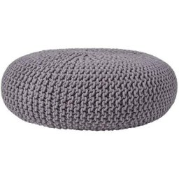 Pouf en tricot rond Gris foncé Très grand - Gris - Homescapes