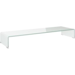 Meuble tv/ Support pour moniteur 100 x 30 x 13 cm Verre Blanc Vidaxl Blanc