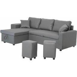 Canapé d'angle convertible tony 3 places gris - Gris