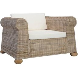 Fauteuil avec coussins Rotin naturel Vidaxl Brun