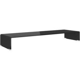 Meuble tv/ Support pour moniteur 100 x 30 x 13 cm Verre Noir Vidaxl Noir