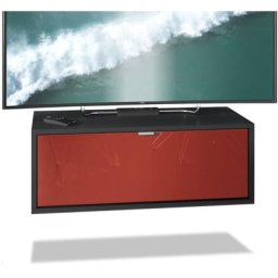 Vladon Meuble de TV Armoire suspendue Lowboard Lana noir mat - haute brillance - Façades en