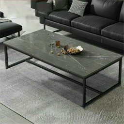 Table Basse Salon en Marbre Rectangulaire Design Scantinave pour Salon Bureau Café - 100x60x43cm