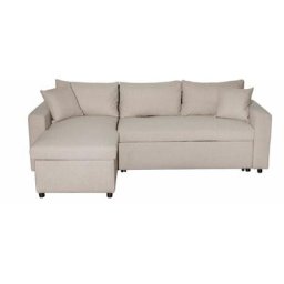 Canapé d'Angle maria Réversible et Convertible avec Coffre en tissu - Beige - Beige