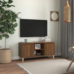 Meuble tv pour Salon - Armoire tv avec pieds en bois massif Chêne marron 103,5x35x50 cm BV637585