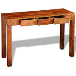 Table console avec 3 tiroirs 80 cm Bois massif Vidaxl Brun