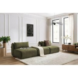 Canapé modulable Bobochic Canapé droit fixe 3 places jeanne tissu texturé Vert - Vert