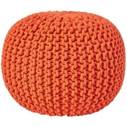 Pouf en tricot rond Orange - Orange - Homescapes
