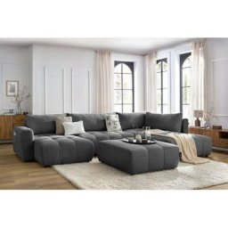 Canapé panoramique convertible Bobochic Canapé panoramique convertible coffre arsene avec pouf