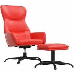 Chaise de relaxation avec tabouret Rouge Similicuir vidaXL - Rouge