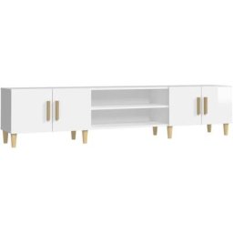 Meuble tv blanc brillant 180x31,5x40 cm bois d'ingénierie Vidaxl High gloss white
