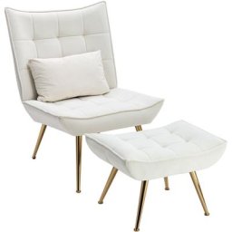 Fauteuil Relax en Velours Fauteuil Loisir Rembourés avec Repose-Pieds Chaise de Salon Scandinave