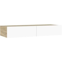 Meuble tv avec lumières led Blanc et chêne sonoma 90x35x15,5 cm Vidaxl White and sonoma oak