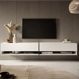 Selsey - mirrgo - Meuble tv 200 cm blanc avec insert bleu marine