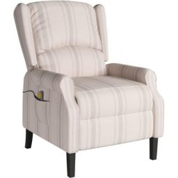 Fauteuil inclinable de massage Motif à lignes Tissu Vidaxl Crème
