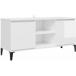 Inlife - Meuble tv avec pieds en m¨tal Blanc brillant 103,5x35x50 cm