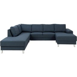 Calverton Canapé d'angle, chaise longue côté droit, réversible, bleu foncé. - Bleu foncé
