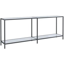 Table console Blanc 200x35x75,5 cm Verre trempé Vidaxl Marbre blanc