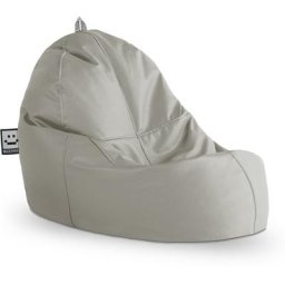 Pouf Lounge Similicuir Indoor Cendre Happers Gris Clair