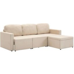 Vidaxl - Canapé-lit modulaire 3 places Crème Tissu Cream