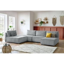 Canapé modulable Bobochic Canapé d'angle fixe 100% modulable nihad tissu velours côtelé 2