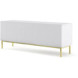 Meuble tv Ravenna b 150 cm 3D fraisé blanc mat + cadre