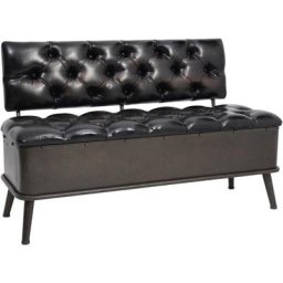 Banc de rangement avec dossier 110 cm Noir Similicuir Vidaxl Noir