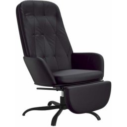 Chaise de relaxation avec repose-pied Noir brillant Similicuir Vidaxl Noir