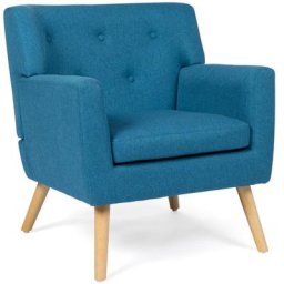 Fauteuil scandinave LIV en tissu bleu canard - Bleu