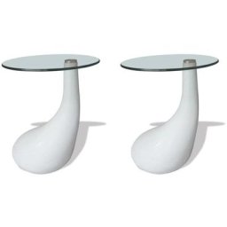 Vidaxl - Table basse et dessus de table Verre rond Blanc brillant 2 pcs