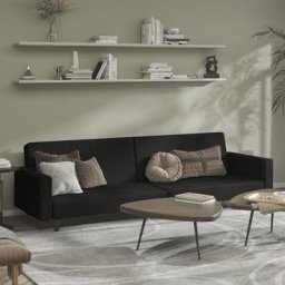 Kalisse - canapé convertible - Moderne Salon Canapé-lit à 2 places - Noir Velours,220x84,5x69 cm