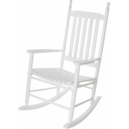 Fauteuil à bascule de style rustique - blanc - bois dur Fauteuil à bascule