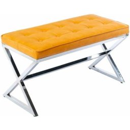 Banc Ottoman Banc d'entrée en Cuir pu Banquette Capitonnée avec Base en Métal pour Couloir et