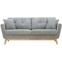 Canapé scandinave 3 places velours côtelé gris clair hoga - Gris