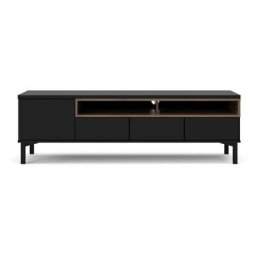 Rosa Table tv, noir et finition noyer. - Noir