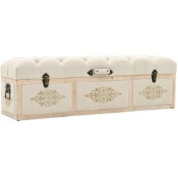 Banc de rangement 110 cm Crème Bois de sapin massif et tissu Vidaxl n/a