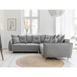 Lena - canapé d'angle convertible - avec coffre - style scandinave - 5 places - droit - gris clair