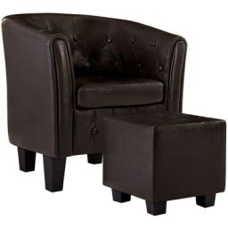 Fauteuil avec repose-pied Marron Similicuir Vidaxl Marron