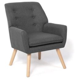 Fauteuil scandinave nat en tissu gris anthracite - Gris