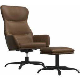 Chaise de relaxation avec tabouret Marron Similicuir Vidaxl Marron