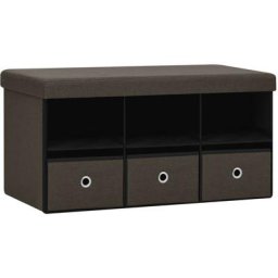 Vidaxl - Banc de rangement pliable Marron foncé 76x38x38 cm Faux lin Marron foncé